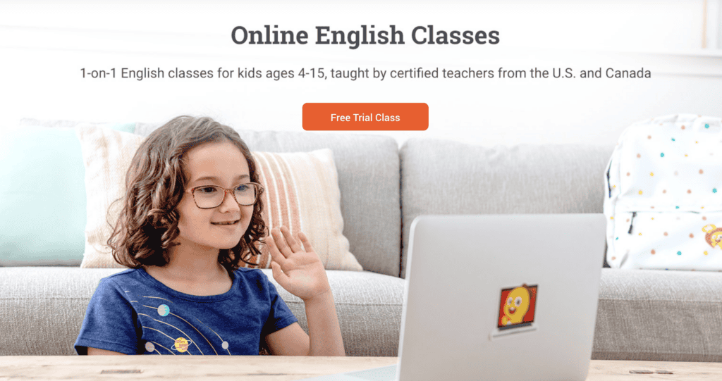 Screenshot from VIPKID.com, showing a young girl with glasses participating in an online English class via laptop, with a 'Free Trial Class' button above. The image accompanies a pillar blog post on 'Teach, Inspire, Earn: The Best Side Hustles for Moms Who Share Their Skills' on printandhustle.com.