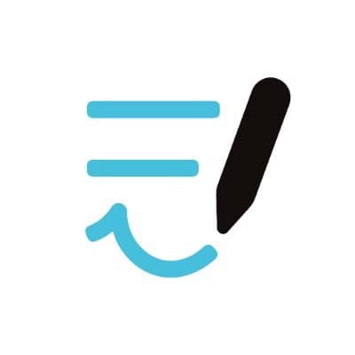 GoodNotes logo with a blue swoosh and lines resembling handwritten notes next to a black digital pen icon. Represents GoodNotes as a digital planner app for note-taking, journaling, and organizing daily tasks.